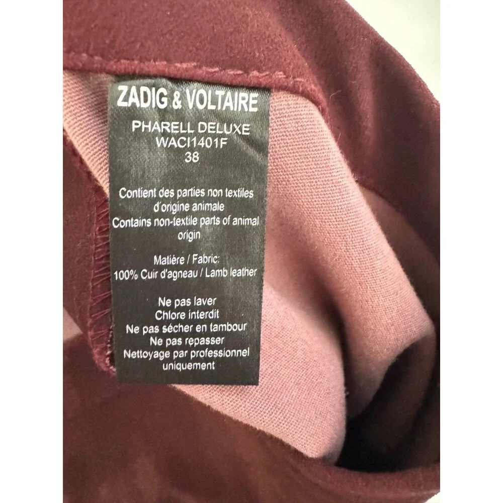 Zadig & Voltaire Deluxe Pharell Deluxe Lamb Leather Maroon Leggings Pants